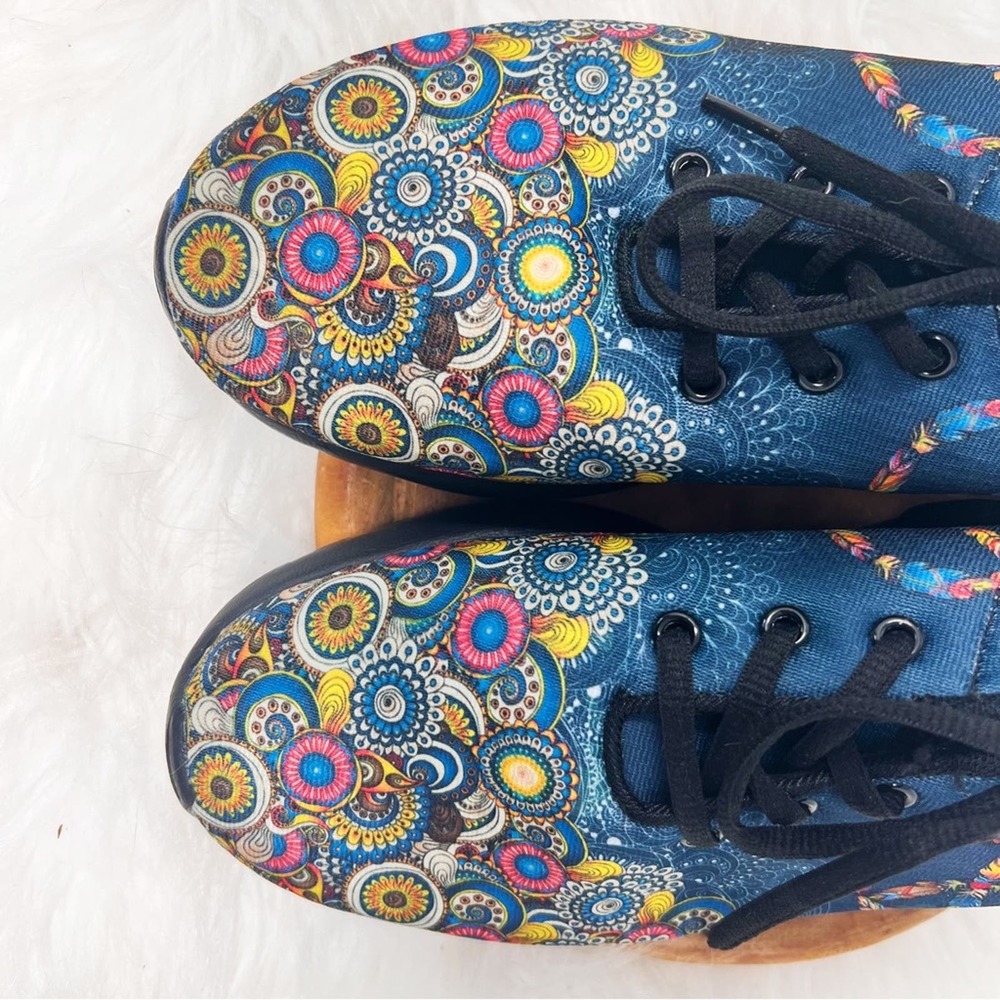Yes We Vibe Peace and Mandala Feathers design Lightweight Vegan sneakers 8 - Picture 7 of 8